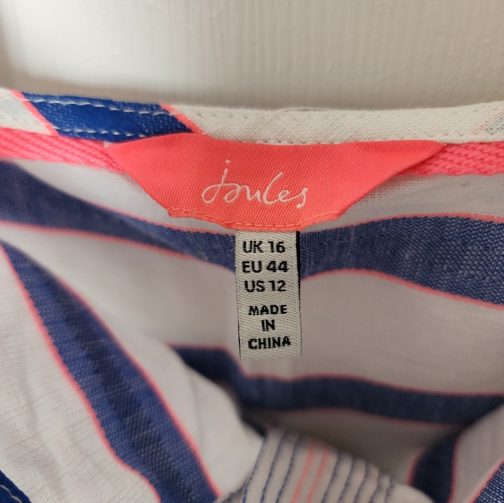 Joules LinenStriped Blue and White Dress - Picture 4 of 7